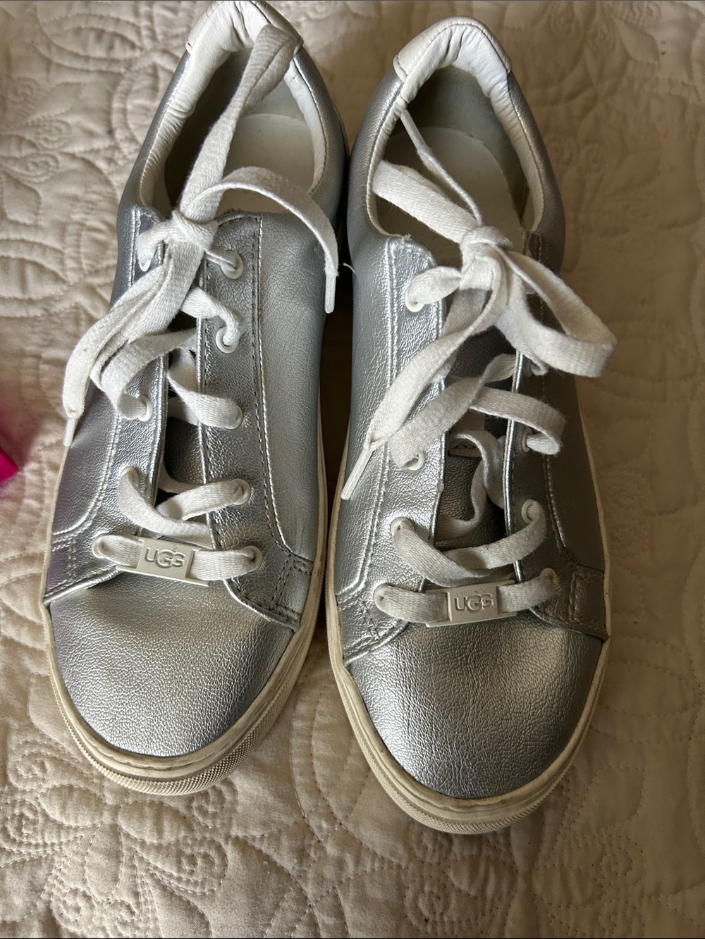 UGG Metallic Silver Lace-Up Sneakers size 7